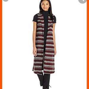 BCBGENERATION RED MULTI NWT LONG SIDE SPLIT VEST